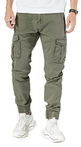TONY BACKER Pantaloni Casual Elasticizzati Uomo Pantaloni Cargo da Uomo Pantalone in Cotone Leggero 6591 (IT, Misura del girovita, 48, Regular, Regular, Verde-2)