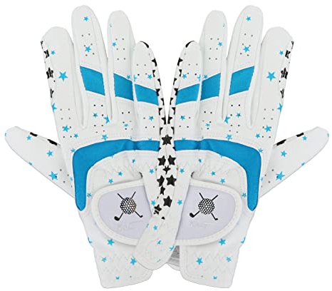 Perfeclan Kinder-Golfhandschuhe Linke Hand Rechte Hand Mikrofaser-Golfhandschuh Sticky Cuff Golf Geschenk Golfhandschuhe zum Reiten im Freien Sport Angeln, Blau 15,5-16 cm