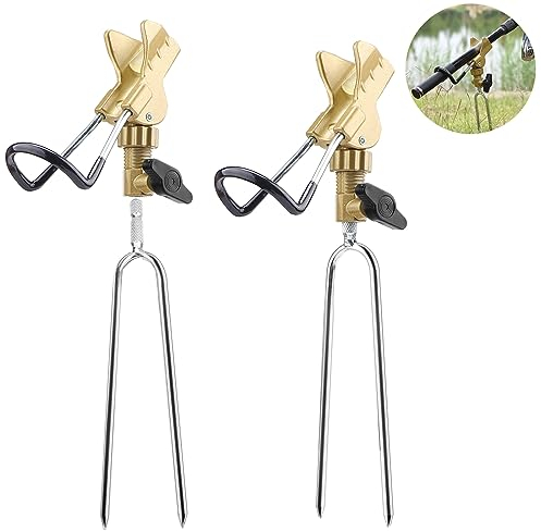 DBREAKS Rutenhalter, 2 Stück Edelstahl Angelrutenhalter, 360° Verstellbar Hallter für Angelruten, Angeln Rutenständer, Winkelverstellbarer Angelrutenhalter, Rutenablage Halterung