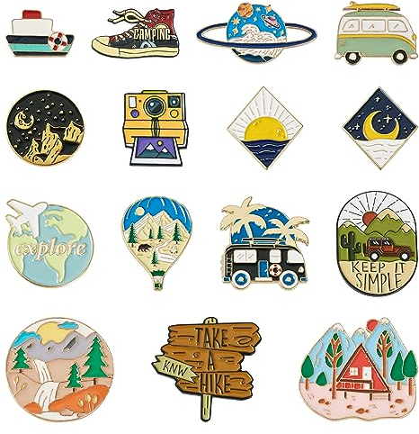 PandaHall Badges à épingler en émail, broche de dessin animé, badges pour vêtements, sacs, vestes, accessoires fournitures, Métal