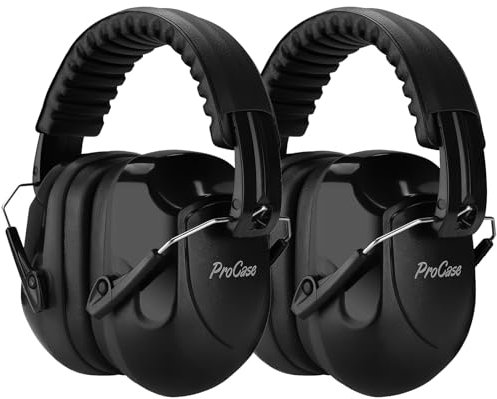 ProCase Ear Defenders Adults, NRR 28dB Noise Cancelling Headphones for Autism Kids Children, Hearing Protection Earmuffs, Sensory Headphones for Shooting Construction Mowing -2 Packs, Black
