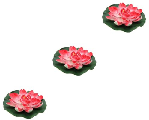 MAGICLULU 3piezas Flor De Loto Flotante Artificial De Rojo Decoración para Jardín y Acuarios Simulación De Nenúfar para Estanques y Espacios Exteriores