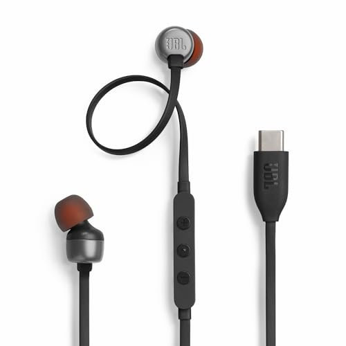 JBL TUNE310C - Auriculares de conexión USB Tipo C, 96 kHz/24 bits DAC Integrado/Control Remoto de 3 Botones con micrófono para Llamadas/Cable Plano, 3 Tipos de Ecualizador preestablecido incluidos,