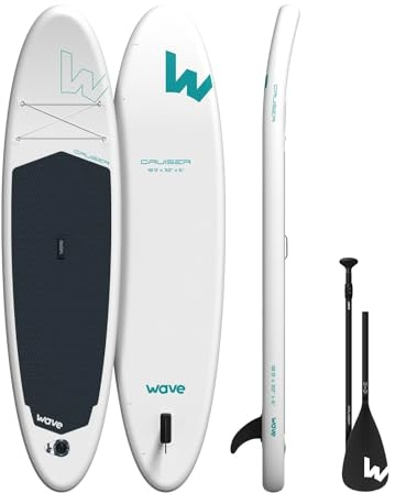 Wave Cruiser 3.0 Inflatable Stand Up Paddleboard | Beginner-Friendly SUP with Non-Slip Deck, Complete Accessories & Travel Bag | 10'9ft (White, 2.0 Model)