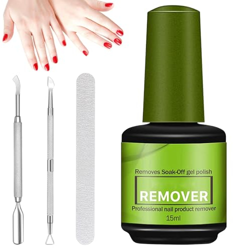 Dissolvant Vernis Semi Permanent, Remover Vernis Semi Permanent, Gel Nail Polish Remover, Enlève Rapidement et Facilement le Vernis à Ongles en Gel Avec Lime à Ongles, Pince à Cuticule
