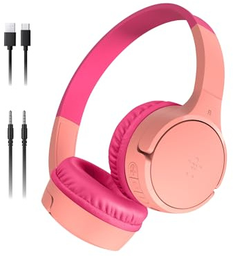 Belkin SoundForm Mini - Wireless Bluetooth Kids Headphones with 30H Battery Life, 85dB Safe Volume Limit, Built-in Microphone - Kids On-Ear Earphones for iPhone, iPad, Fire Tablet & More - Pink