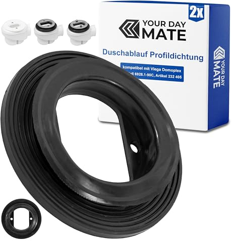 Guarnizione profilata, 2 pezzi, compatibile con Viega Domoplex dal 1996, 86 x 51,5 x 13,5 mm, ricambio per 6928.1-90C, 232405, anello di tenuta per piatto doccia con foro di scarico da 52 mm