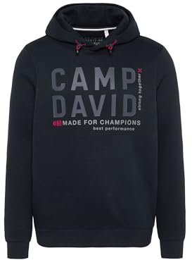 Camp David Herren Hoodie mit Rubber Artwork Blue Navy XL