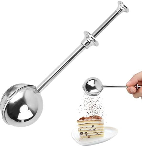 Coctelera de azúcar | Polvo para azúcar glas | Batir para un panadero espolvorear, filtro de polvo | Cuchara de tamiz en polvo para saupolverare panettiere, filtro