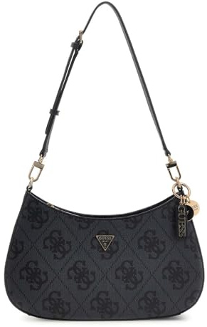 GUESS borsa a tracolla Noelle II Top Zipper Shoulder Bag Coal Logo grigio scuro
