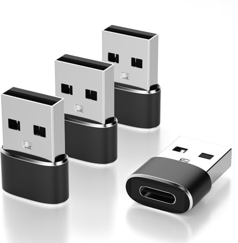 AXFEE USB C-adapter 4 st, USB-till USB-C-adapter, USB C-uttag till A-kontaktadapter, SuperSpeed-dataöverföring och snabb laddning, kompatibel med telefon, PC, Galaxy, iPad, laptop och MacBook