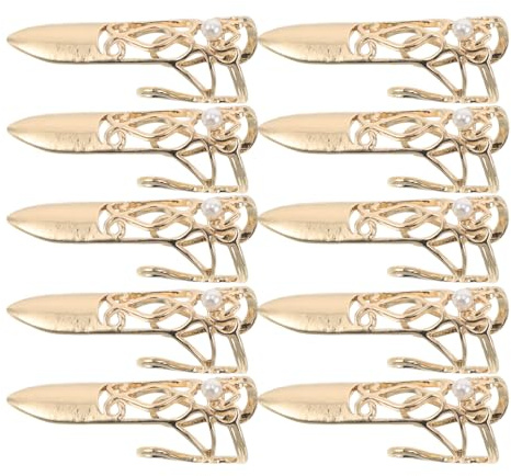 Housoutil Set de 10 Anillos Ajustables de Aleación de Zinc para Puntas de Dedos Estilo Antiguo Dorado, Ligeros para Manualidades y Actuaciones de Cosplay