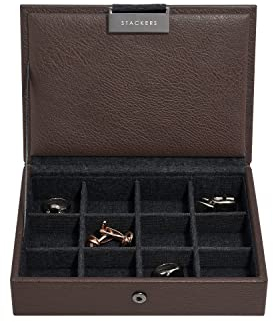 STACKERS Mens Brown Mini Cufflink Box