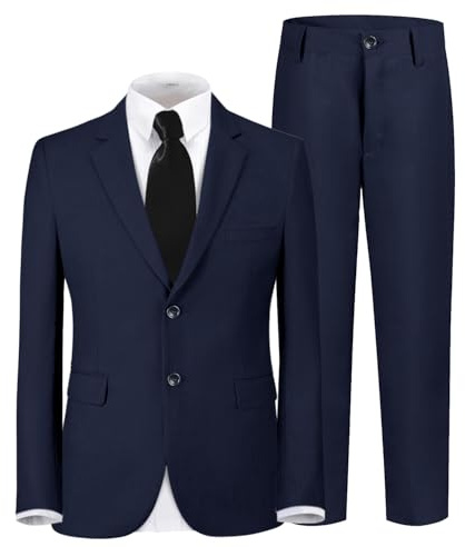 Boy Suits Navy Tuxedo Sets Blazer Pants Shirt with Tie Kids Outfit for Wedding Size 8