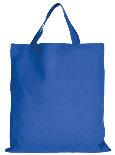 TEXXILLA 10 Stück Baumwolltasche - 28 Farben | mit Zwei kurzen Henkeln | 38x42cm | Jutebeutel | Einkaufstasche | unbedruckt, Farbe:Royalblau, Größe:10 Stück