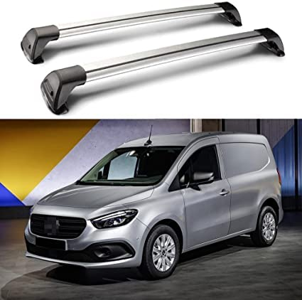 Kreuzschienen-Dachträger für Mercedes Benz Citan LWB 5 Door Van 2012-2022 Auto Aluminium Dachträger Lastenträger Dachgepäckträger Dachgepäckträger Fahrrad Kajak Trägerhalter