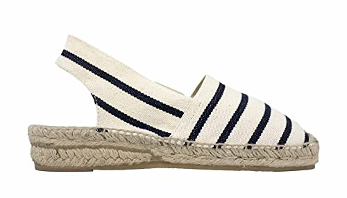 ALPARGATUS Espadrilles compensées avec talon bas et design à rayures (fabriquées à la main en Espagne), beige, 39 EU