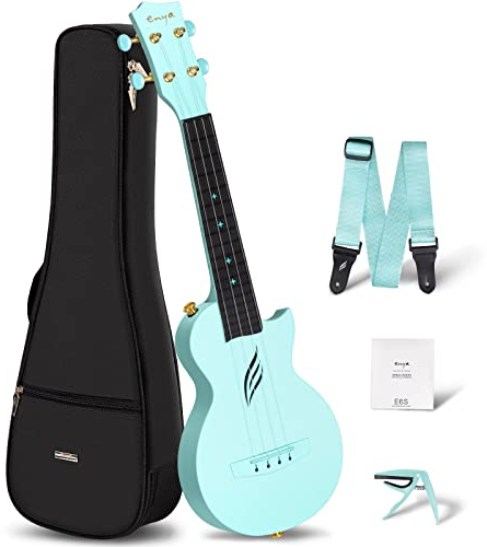 Enya Ukulele-Sopran NOVA U Mini - 21 Zoll Blau Ukulele Carbon Professionell für Anfänger Erwachsene Kinder Starter Kit mit Koffer Gurt Kapodaster und Saiten für Geschenk Reise