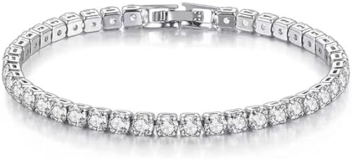 QESSUVNC Herren-Goldkette,Herren Tennisarmband Tenniskette, Damen-Eismuster-Design, 5,5 mm, Damen-Tennisarmband aus Sterlingsilber verstellbares Armband Zirkon-Armband für Freunde