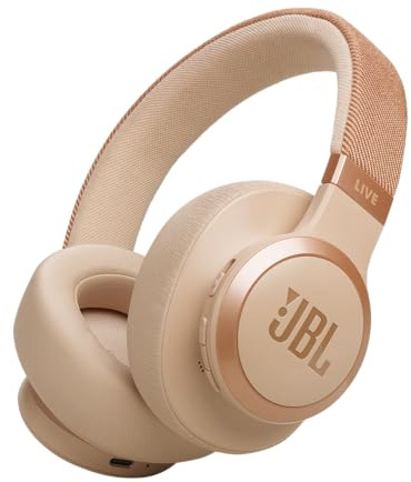 JBL Live 770NC - Wireless Over-Ear Headphones with True Adaptive Noise Cancelling with Smart Ambient, Up to 65 Hours of Battery Life, Comfort-fit Fabric Headband & Carrying Pouch (Sandstone)