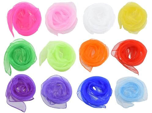 Dansdukar, 14-pack färgade jongleringshalsdukar fyrkantig jongleringsscarf organza siden dansande halsdukar för dagis barn flickor 14 färger