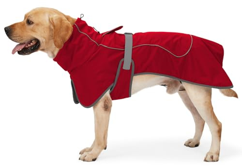 HEYWEAN Veste imperméable pour chien - Réfléchissante - Avec doublure en polaire douce - Pour intérieur et extérieur, camping, randonnée