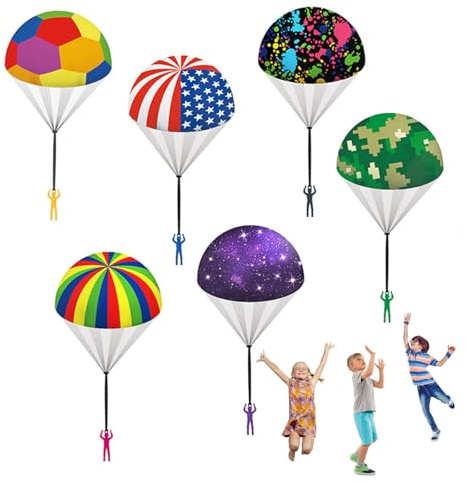 6Pcs Parachute Toy for Kids, Outdoor Toys Flying Parachute with Figures