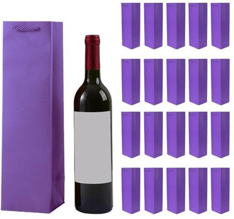 Weinflaschenbeutel aus Kraftpapier, Premium Wein Geschenktüte mit Griff, 20 Flaschentüten -Organizer für Weihnachten, Hochzeit, Party