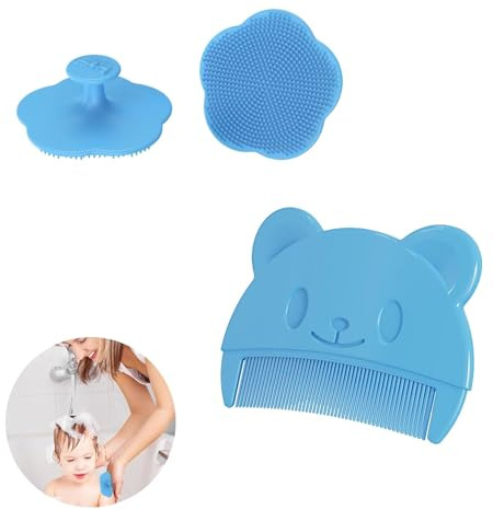 Schorfkamm Baby,Weichen Silikon Kopfgneis Entfernen Baby,Baby Bürste, Baby Haarbürste, Babybürste, Baby Kamm, Milchschorf Baby Entfernen, Ideal für Kinderbadezimmer(Blau)