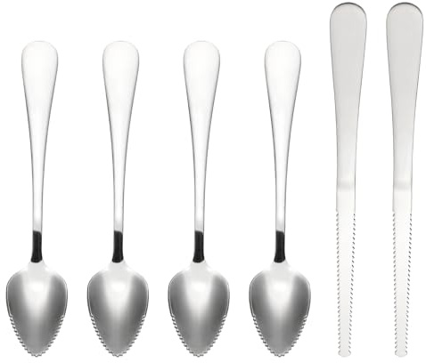 PATIKIL 4 cucharas de pomelo con borde dentado, cucharas de pomelo dentadas