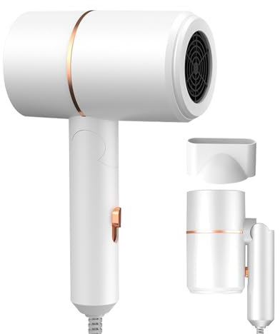 ​Rppiup Secador Pelo Ionico, 800W Plegable Pequeño Secador de Pelo Viaje, Hair Dryer con Boquilla de Peinado & Botón Frío/Calor para Hogar, Viajes (Blanco)