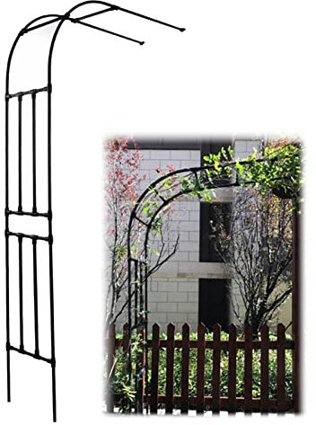 Enrejado de arco de jardín para plantas trepadoras de 240 cm de altura, semicircular, portal decorativo para patio, boda y noches románticas (color: negro, tamaño: 220 x 240 cm)