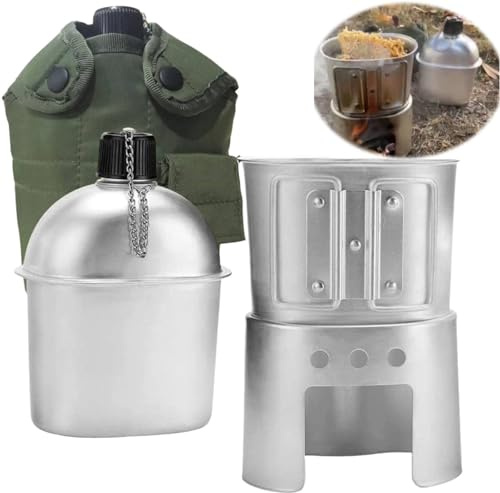 Set di 4 contenitori militari per mensa e fornelli, per campeggio, fatti a mano, include mense, set di mense da campeggio, per campeggio, sopravvivenza, escursionismo, zaino in spalla