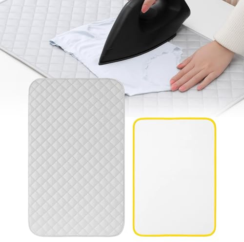 2 tappetini da stiro, tappetino da stiro e da stiro, 45 x 85 cm, colore argento e 40 x 60 cm, asciugamano protettivo, compatto e leggero per viaggi, cuscino da stiro portatile, coperta da stiro a casa