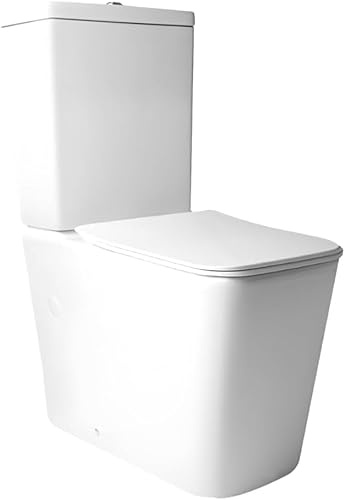 Inodoro Completo Rimless con Cierre Suave Soft Close. WC Inodoro Completo de Porcelana Blanca. Retrete Moderno para Baño. Sanitarios WC Compactos y Económicos con Doble Descarga