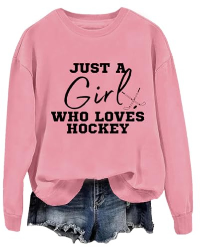 Just A Girl Who Loves hockeytröja roliga ishockeytröjor för kvinnor, Rosa, S