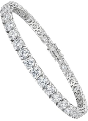 TANGLAI Valentine's Day Gifts Moissanite Tennis Bracelet For Women,Platinum Plated Silver Bracelet,VVS1,Hypoallergenic,Bezel 6.5In,with Gift Box,Birthday Anniversary Jewelry for Wife, Mom and Her.