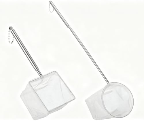 Fish Net 2 Pack Extendable Handle Stainless Steel Square Round Fishing