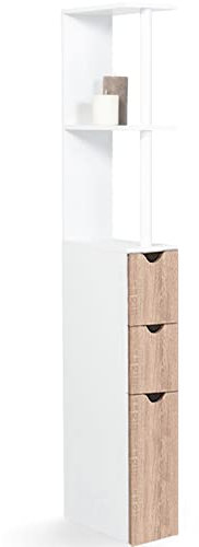 Idmarket. Mueble WC estantería de madera 3 puertas para baño, color haya