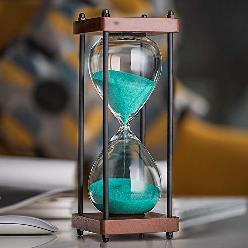 Large Hourglass Timer 30 Minute, Decorative Wooden Sandglass, Green