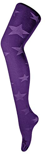 Sock Snob - Ladies Thick Coloured 80 Denier Opaque Patterned Winter Fashion Tights (8-14 UK 36/42, Star Imperial Purple)