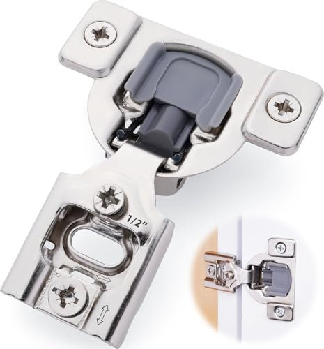 Decobasics 60 Pack Soft Close Cabinet Hinges – 1/2 Overlay for Kitchen Cabinet Doors, Slow Self-Closing Concealed Hidden Hinges for Face Frame –Stainless Steel, 3-Way Adjustable & Quiet Close Damper