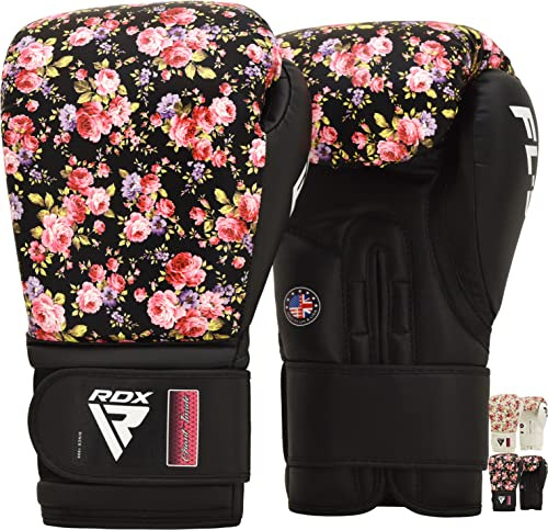 RDX Donna Guantoni da Boxe Muay Thai e Allenamento, Maya Hide Pelle, Combattimento Guanti da Sacco per Sparring, Sacchi Pugilato, Punzonatura, MMA Kick Boxing Gloves, 8 10 12oz