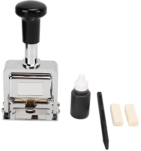 Arsor Nummerierstempel, Professioneller 10-stelliger Selbstfärbender Nummernstempel Griff Design Metall Automatische Nummeriermaschine Clear Coding Business Stamps für Home Office School Desktop