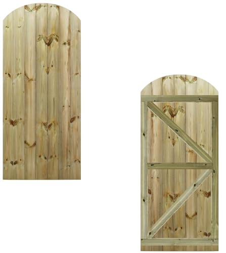 Bespoke Custom Made To Measure UPTO HEIGHT: 6ft (180cm High) Tongue & Groove Fully Framed Arch Top Pathway Garden Pedestrian Gate [Width upto 75CM Hinge Pack Option Removed
