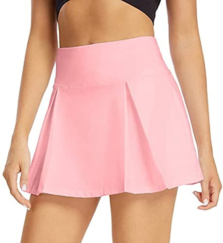 ThreeH Faldas de Tenis Color Sólido Pantalones Cortos Deportivos de Talle Alto para Mujer Running Training Yoga Fitness Faldas