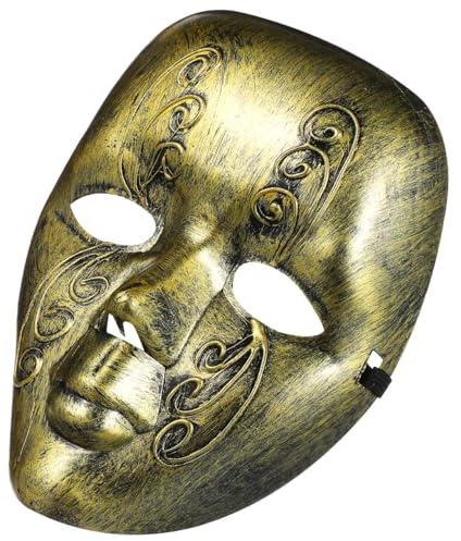 Kichvoe Masquerade Mask: Elegant Party Full Face Mask Plastic Vintage Venetian Roman Costume for Masquerade Mardi Gras Comedy Party Halloween
