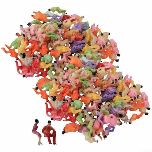 Lioaeust Modell-Menschen-Figuren, 200 Stück, Maßstab 1:100, sitzende bemalte Modellfiguren, für Modelleisenbahn-Szenen und Landschaften im Freien