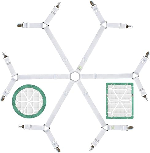 UEPOA Bettlaken-Verschlüsse, Bettlakenspanner Elastische Verstellbare Elastische mit Metallklammern Elastische Betttuchspanner Weiß Lakenspanner für Bettlaken Matratzenbezüge Sofakissen