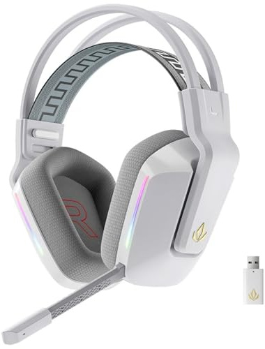 Forgeon Captain RGB Auriculares Gaming Inalámbricos Blancos con Micrófono Extraíble, PC PS5 PS4 Switch Smartphone, Bluetooth y Jack 3.5 mm